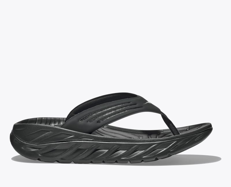 HOKA Men's ORA Recovery Flip Shoes in Black/Dark Gull Grey