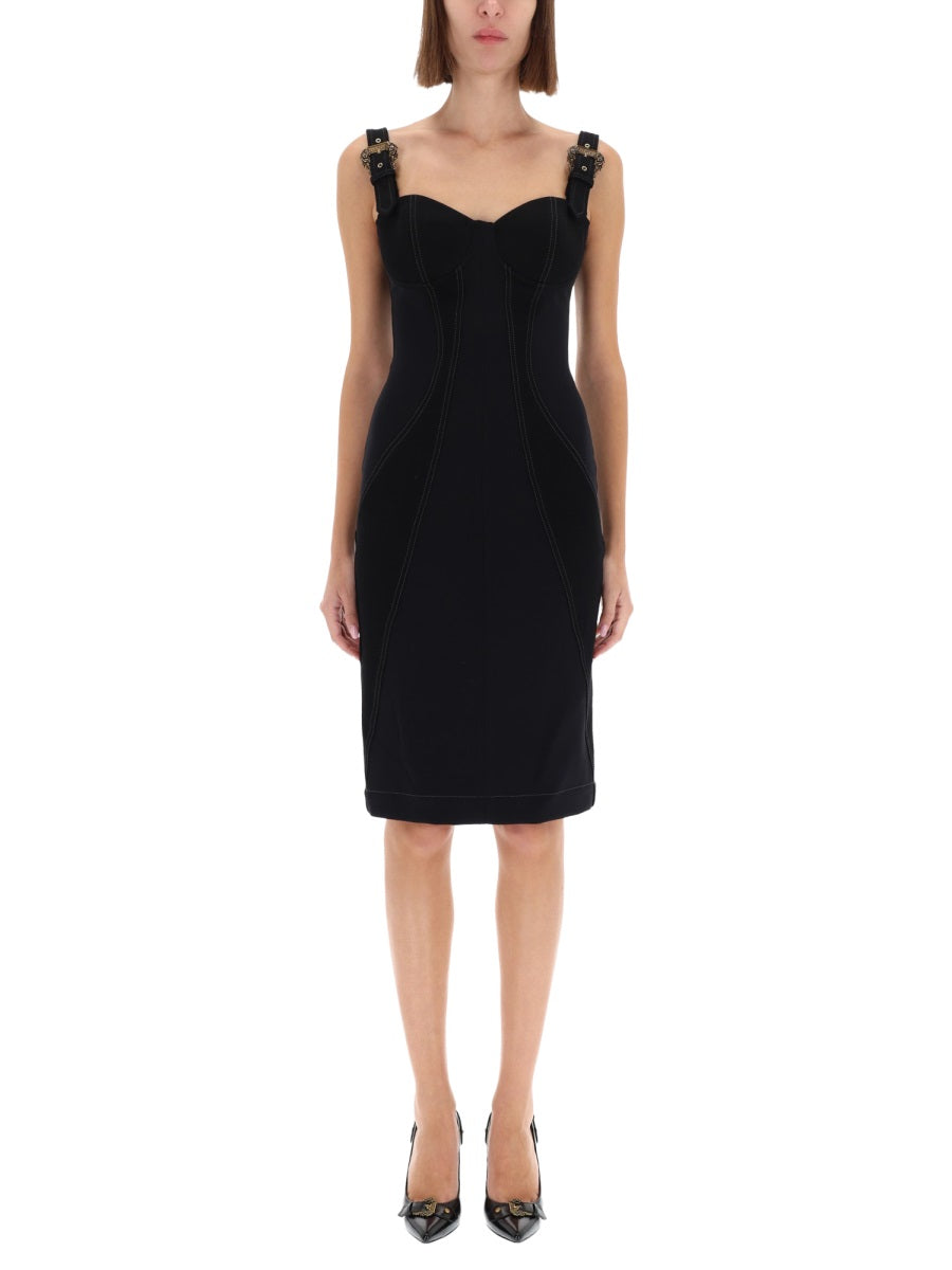 Baroque Buckle Cutout Midi Dress