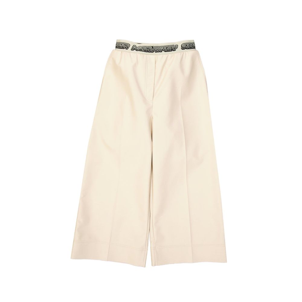Viscose Cropped Trousers — Beige