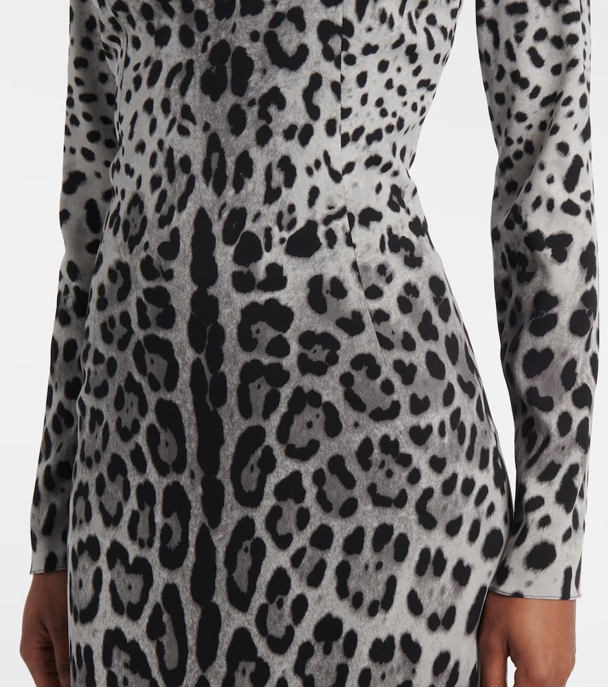 Leopard-print silk-blend midi dress