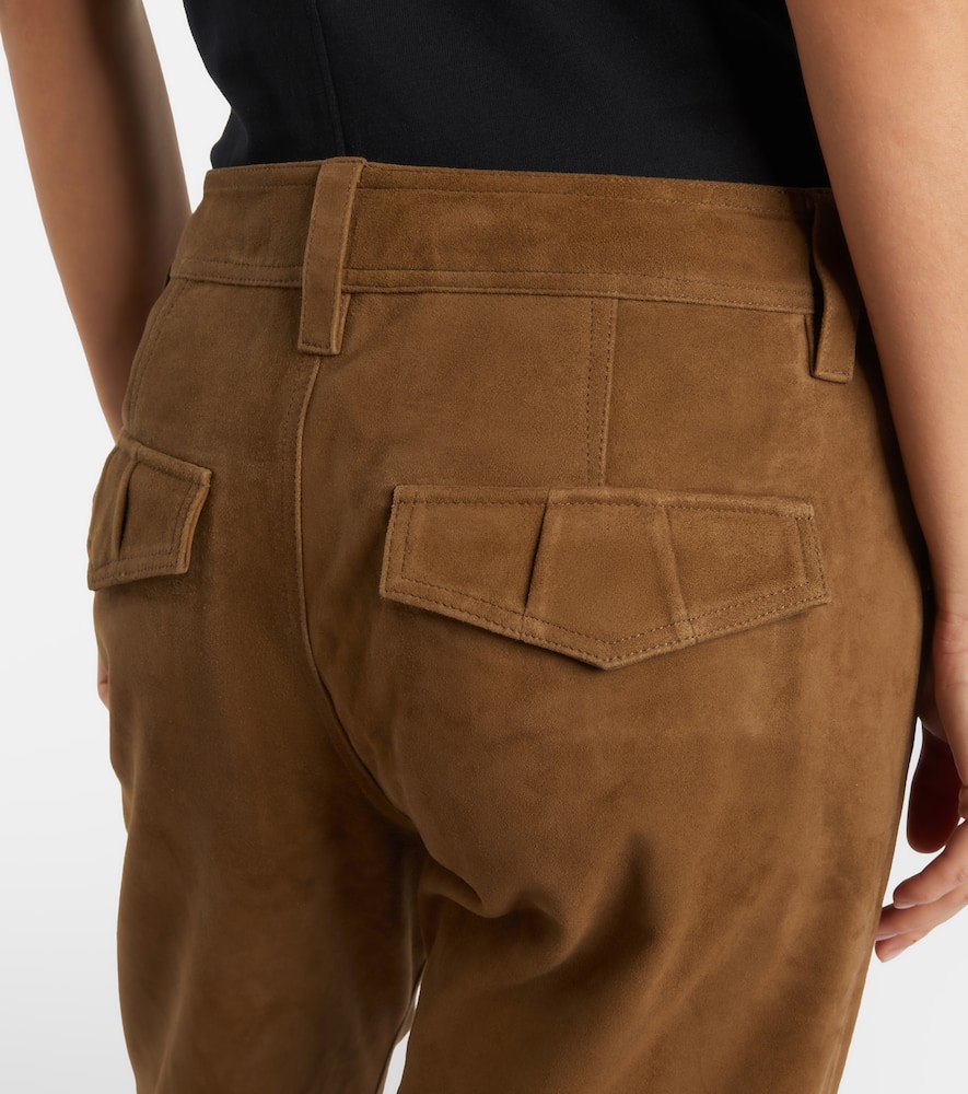 Suede straight-leg pants