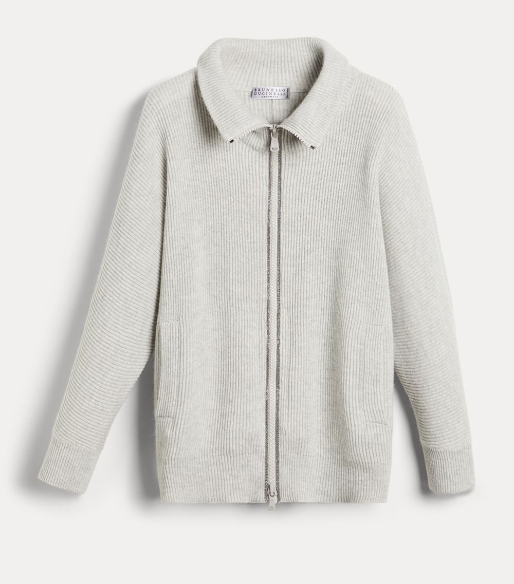 Cashmere Rib-Knit Cardigan