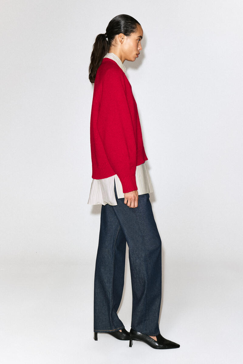 Rounded Wool Crew-Neck Sweater
