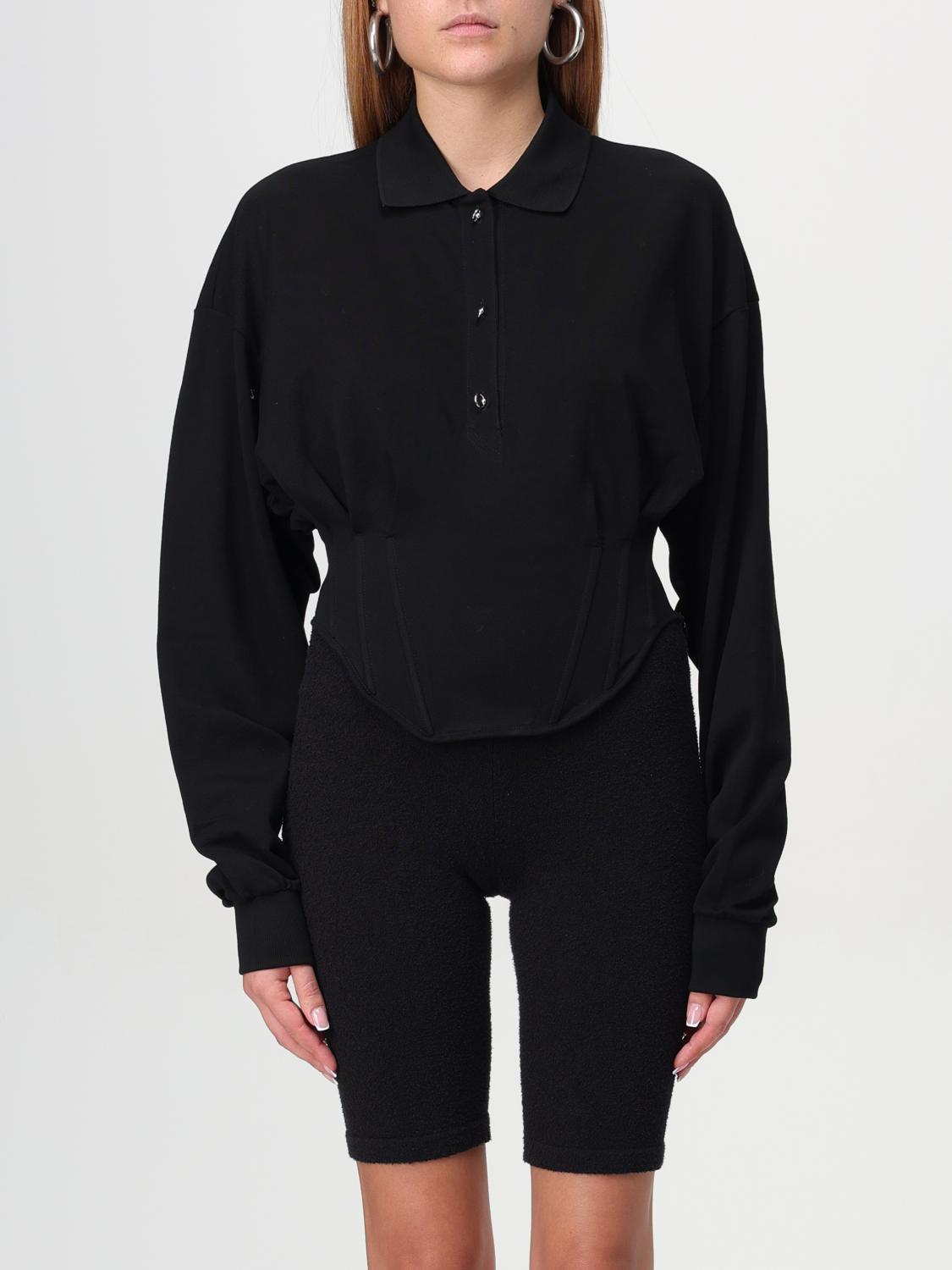 Corseted polo shirt - Black