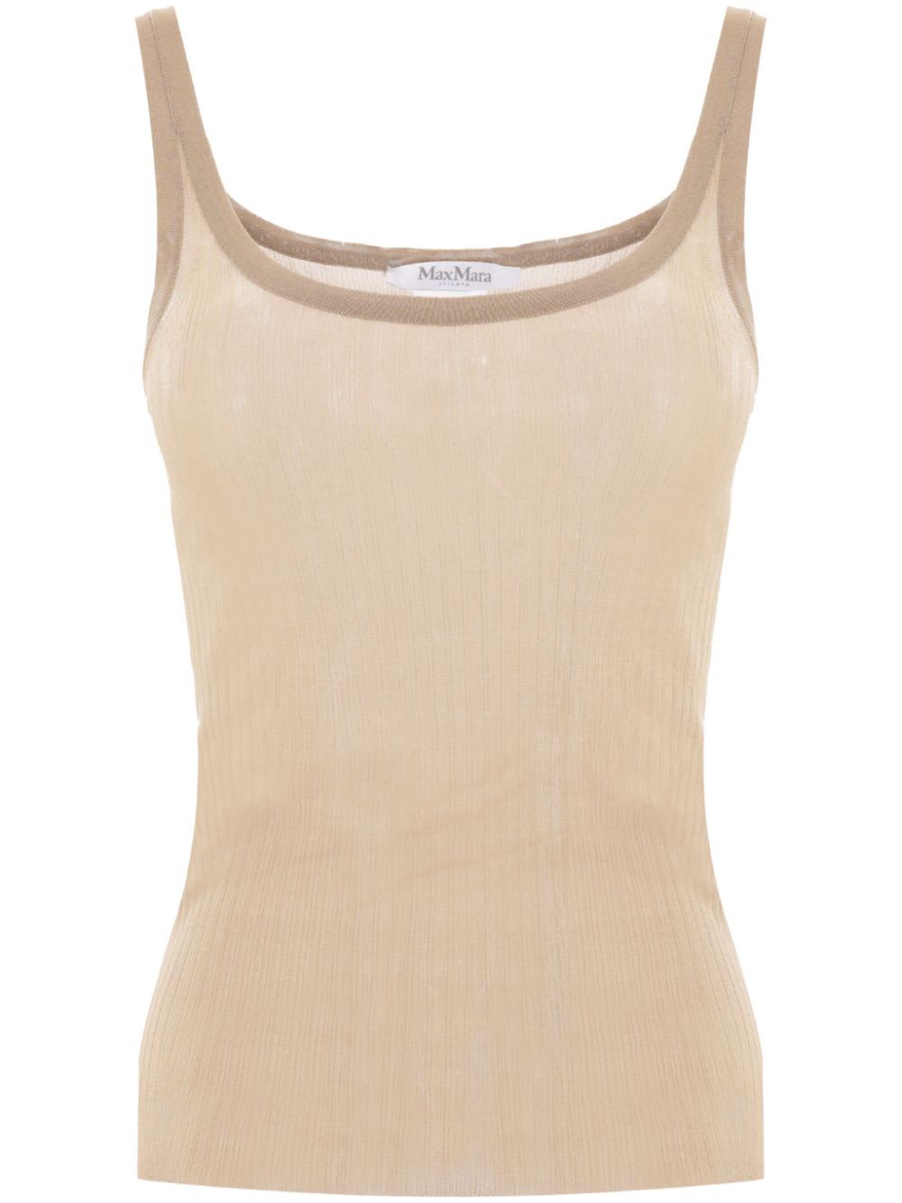 Ribbed silk tank top - Neutrals