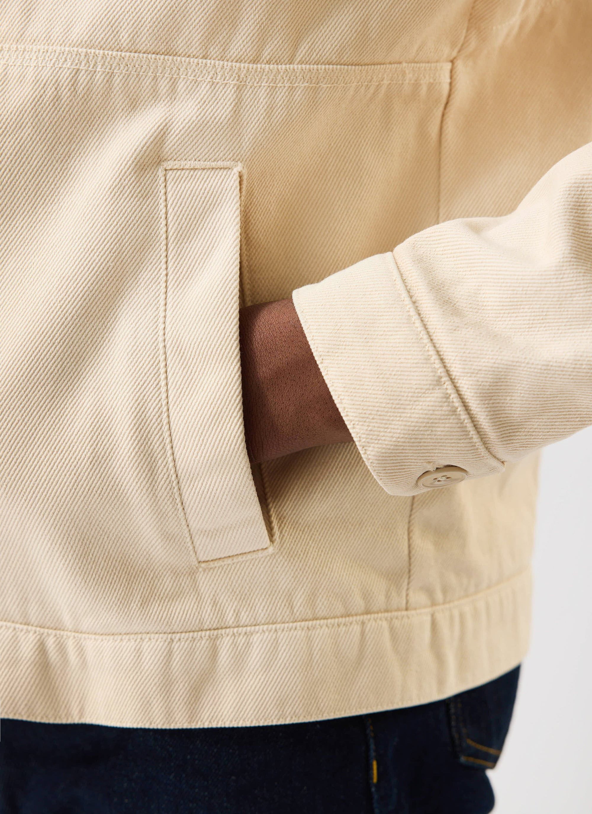 Preface Contrast Collar Jacket Cotton Twill Cream