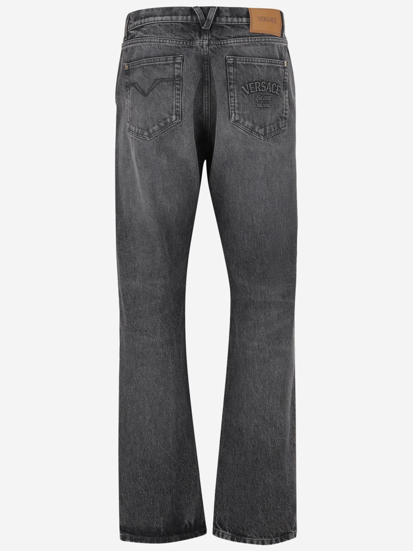 Cotton Denim Jeans With Logo
