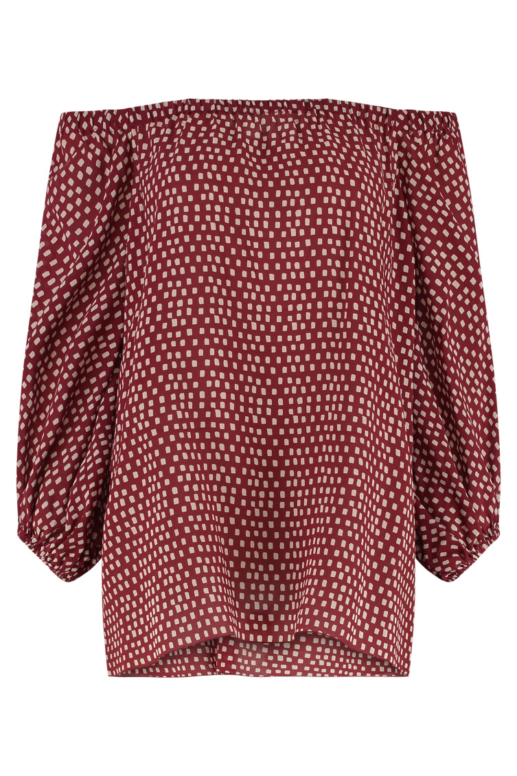 Red Printed Off Shoulder Top