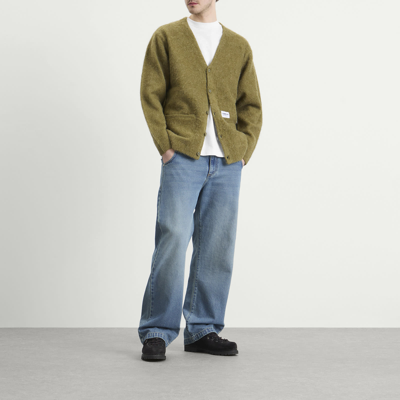 Men's Mohair Cardigan in Olive Drab