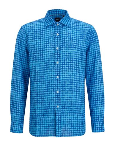 Man Shirt Azure Size L Linen