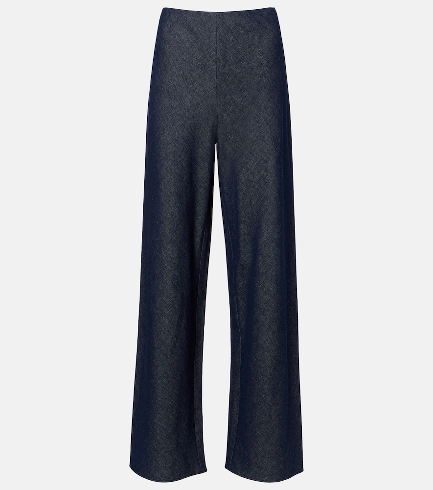 Colette cotton and linen chambray wide-leg pants