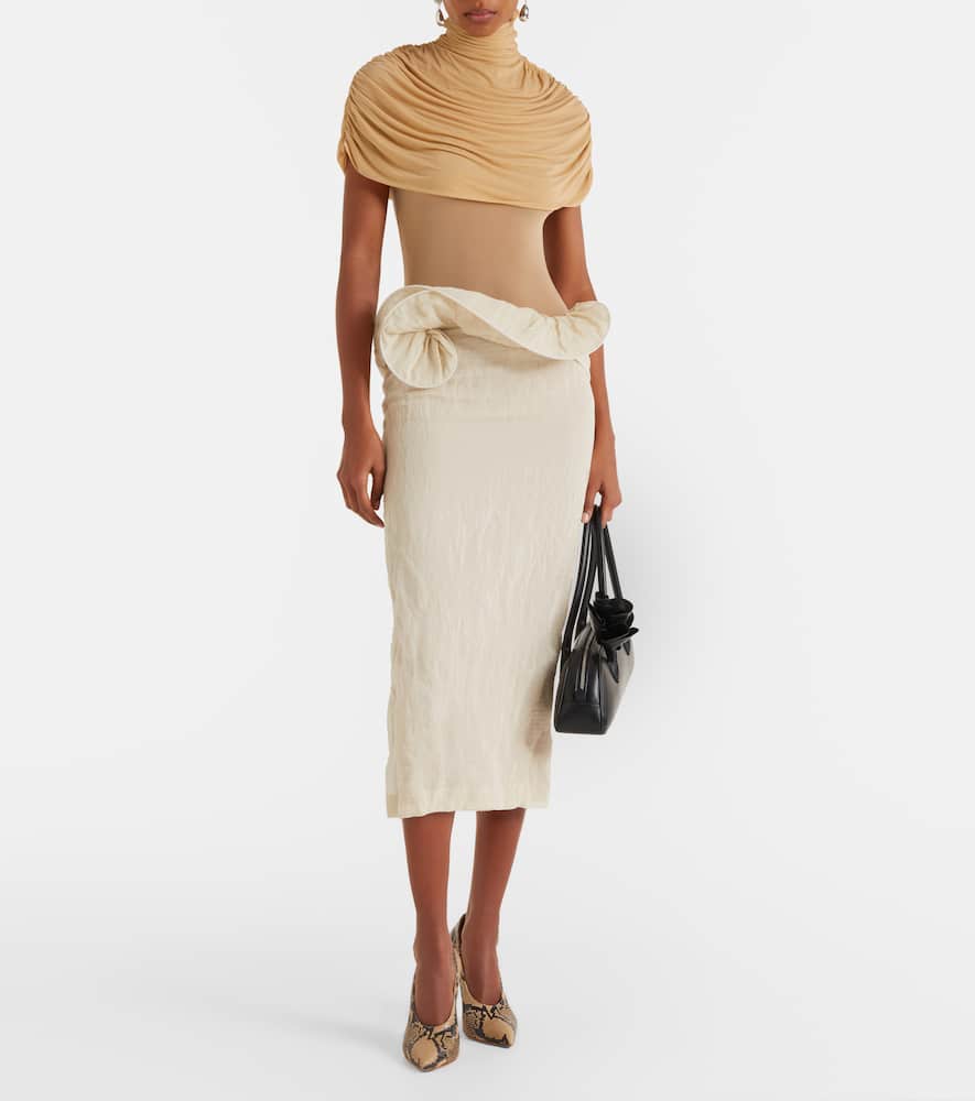 Asymmetric midi skirt