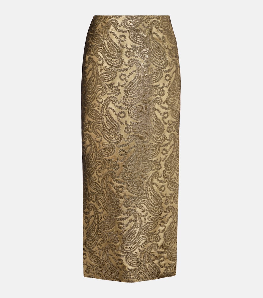 Paisley brocade midi skirt