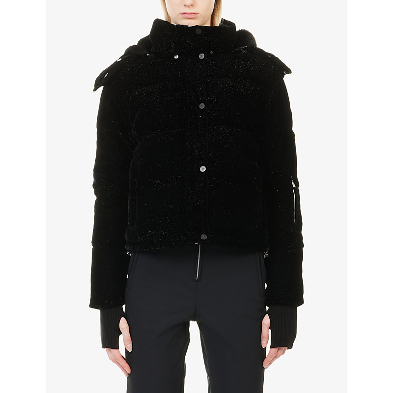 Womens Black Lumière Velvet Ski Jacket