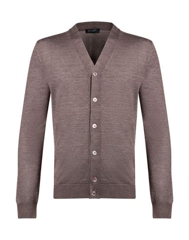 Man Cardigan Taupe Size 42 Cashmere, Silk