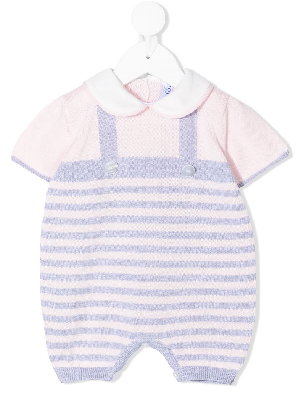 Striped short-sleeve rompers - Purple