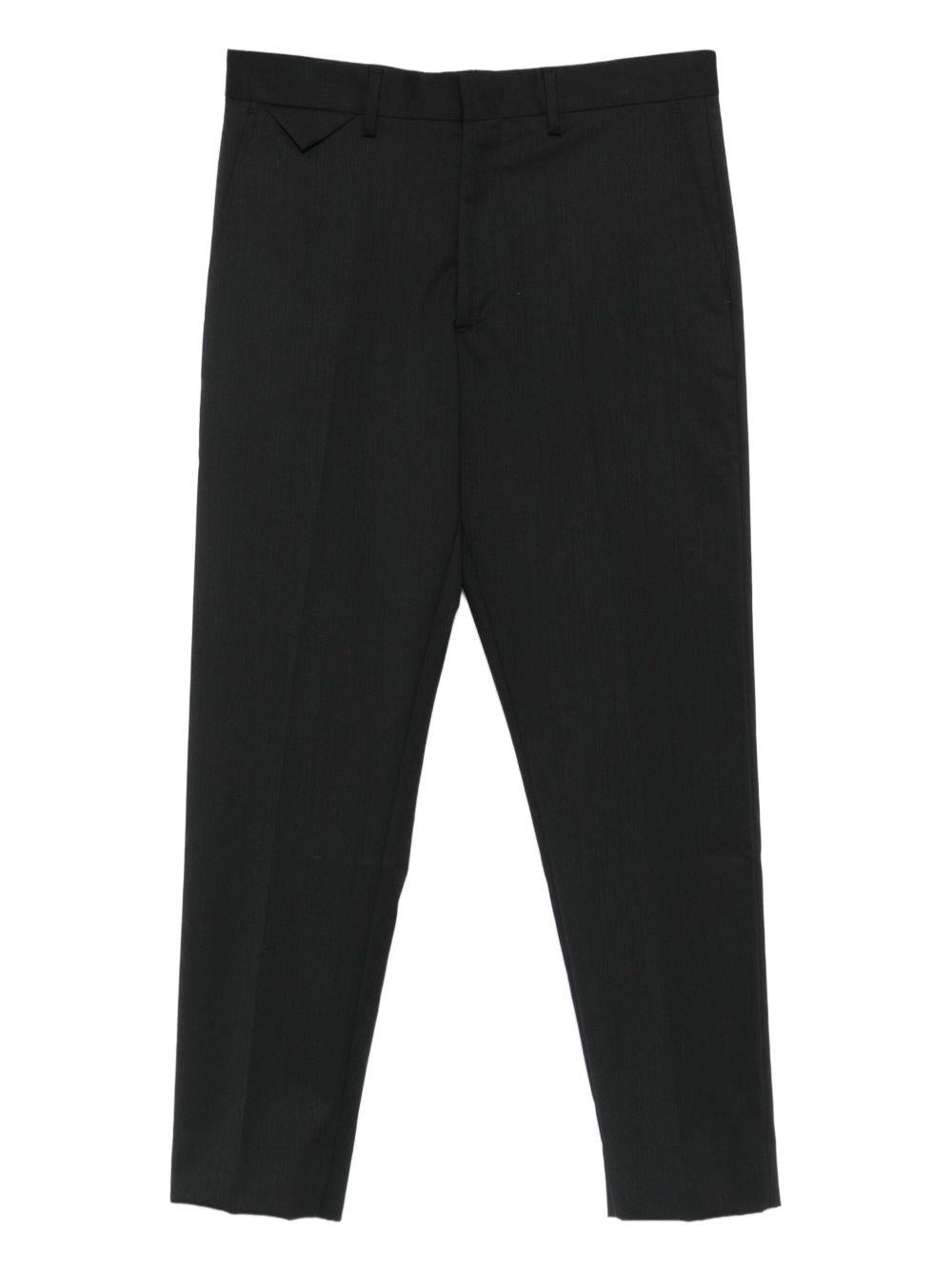 Wool Blend Cropped Trousers — Black