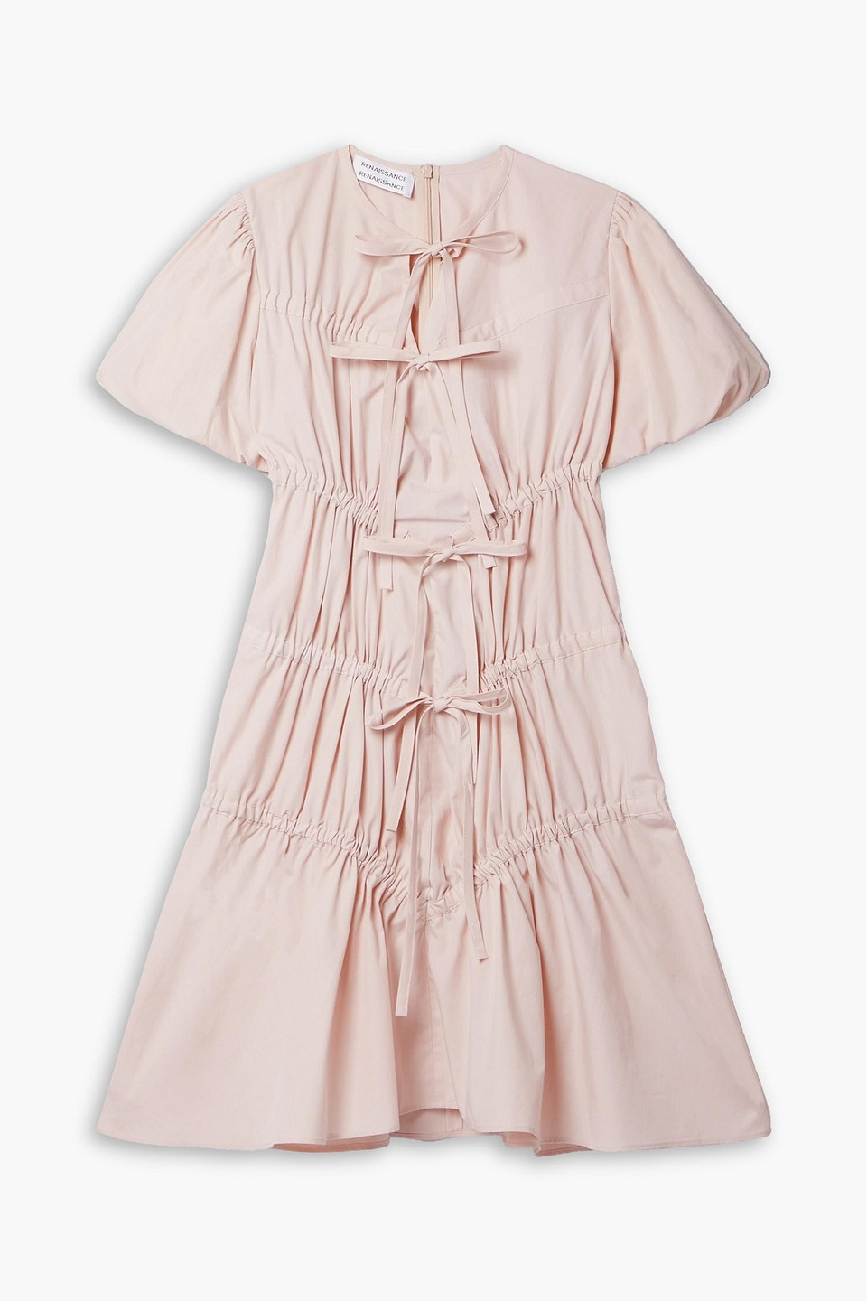 Crimes gathered cotton-poplin mini dress