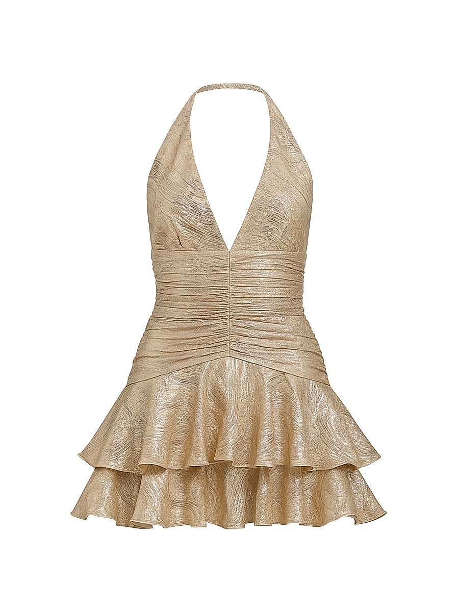 Women's Golden Dust Ruffle Minidress - Gold