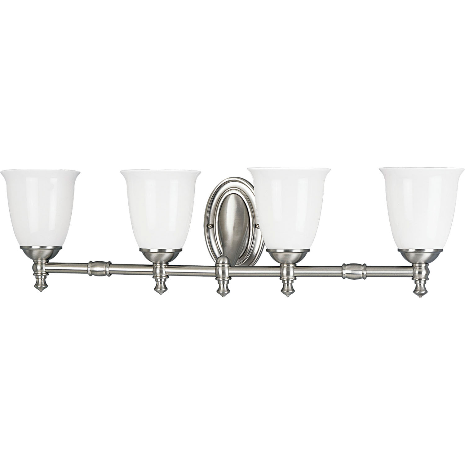 Brushed Nickel Four Light Bath from the Victorian Collection