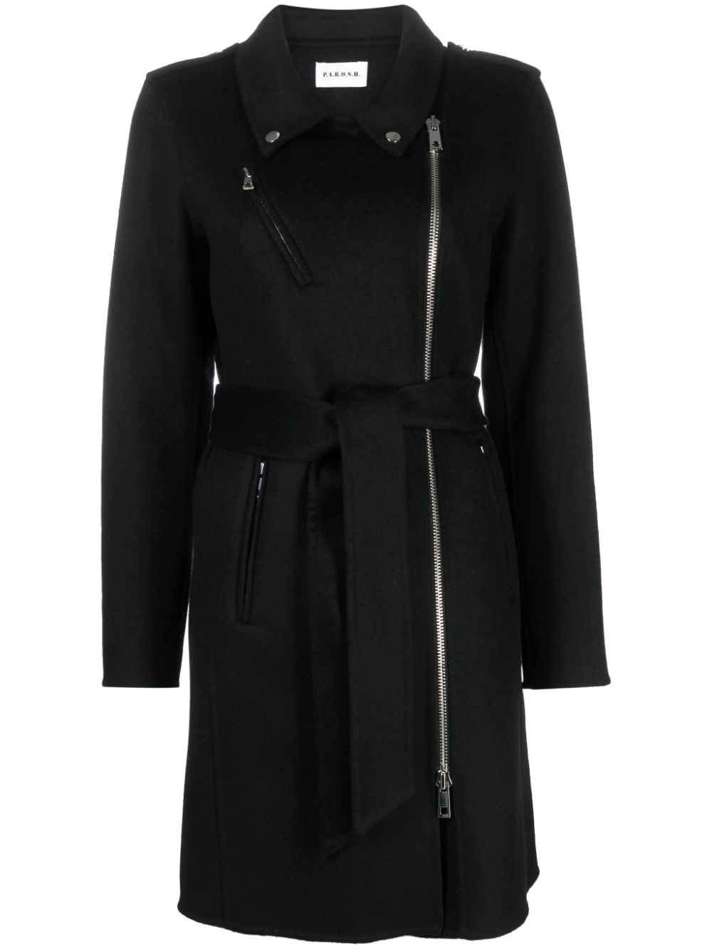 Double-breasted wool coat - Black