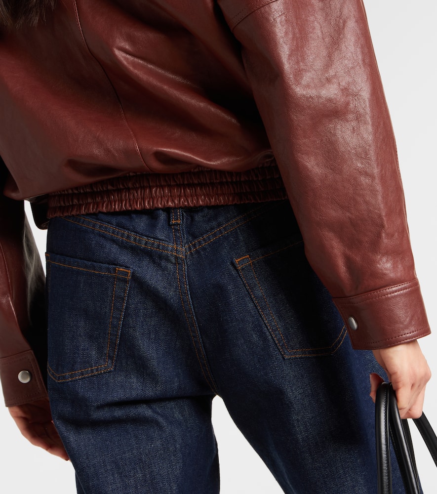 Leather bomber jacket