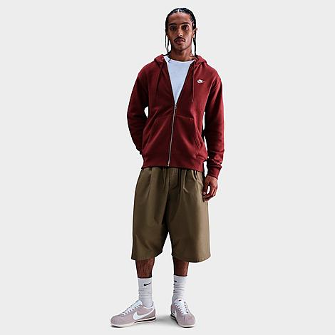 Men's Club Fleece Embroidered Premium Full-Zip Hoodie in Dark Team Red/Dark Team Red/White