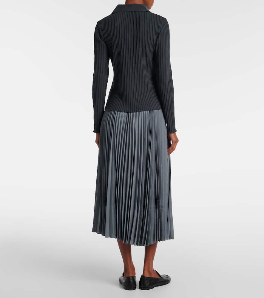 Vince Ribbed-knit cotton-blend polo pullover