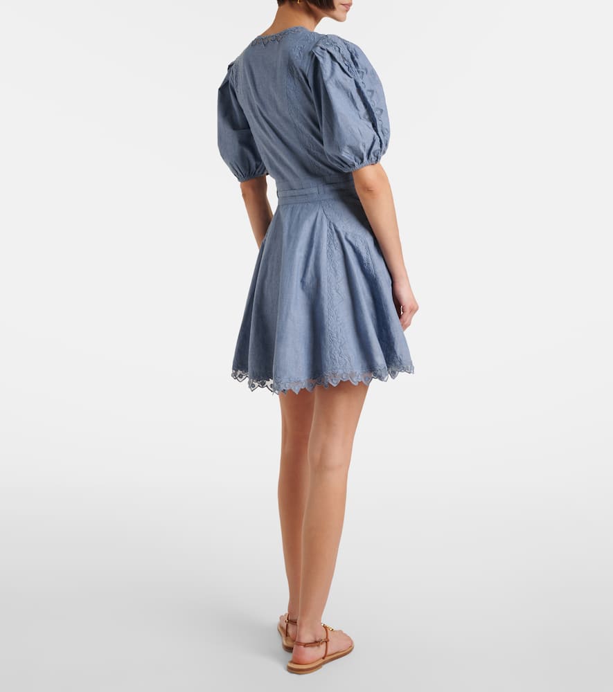 Camila lace-trimmed cotton minidress