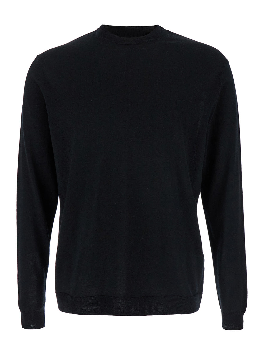 Virgin Wool Crew Neck Sweater — Black