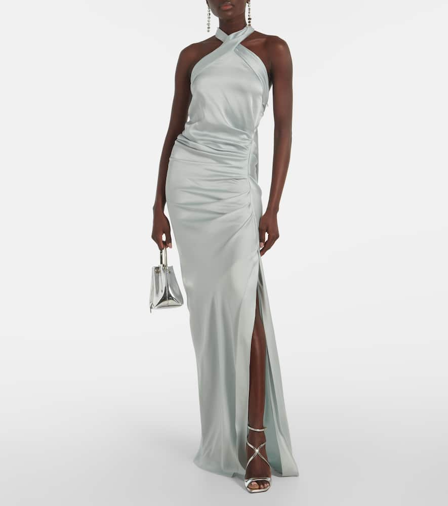 Draped satin maxi dress