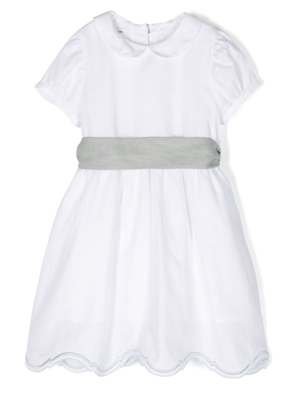 Belted linen dress - White