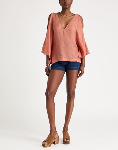 Woman Top Coral Size L Ramie