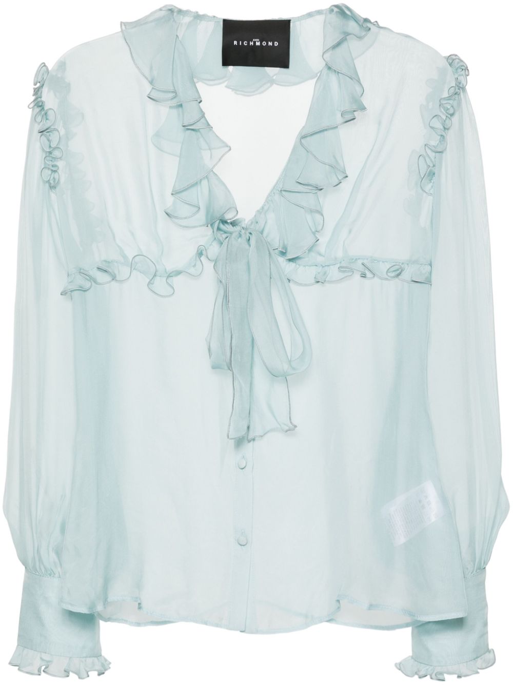Ruffled sheer blouse - Blue