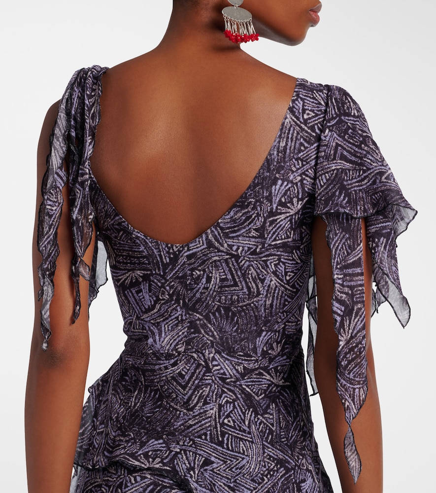Tylena printed silk georgette ruffled midi dress