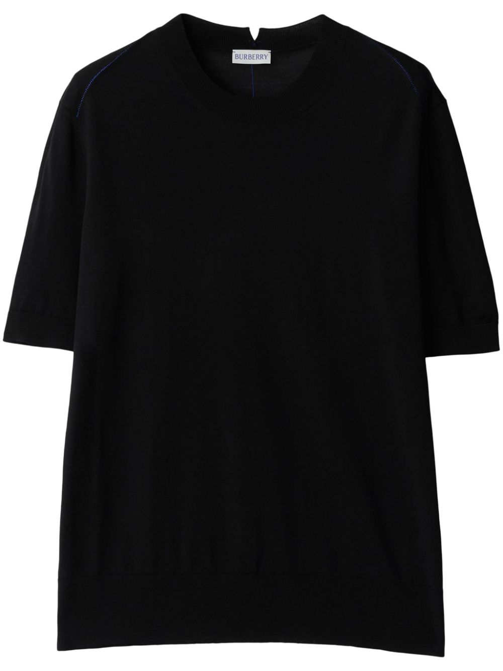 Round-neck wool T-shirt - Black
