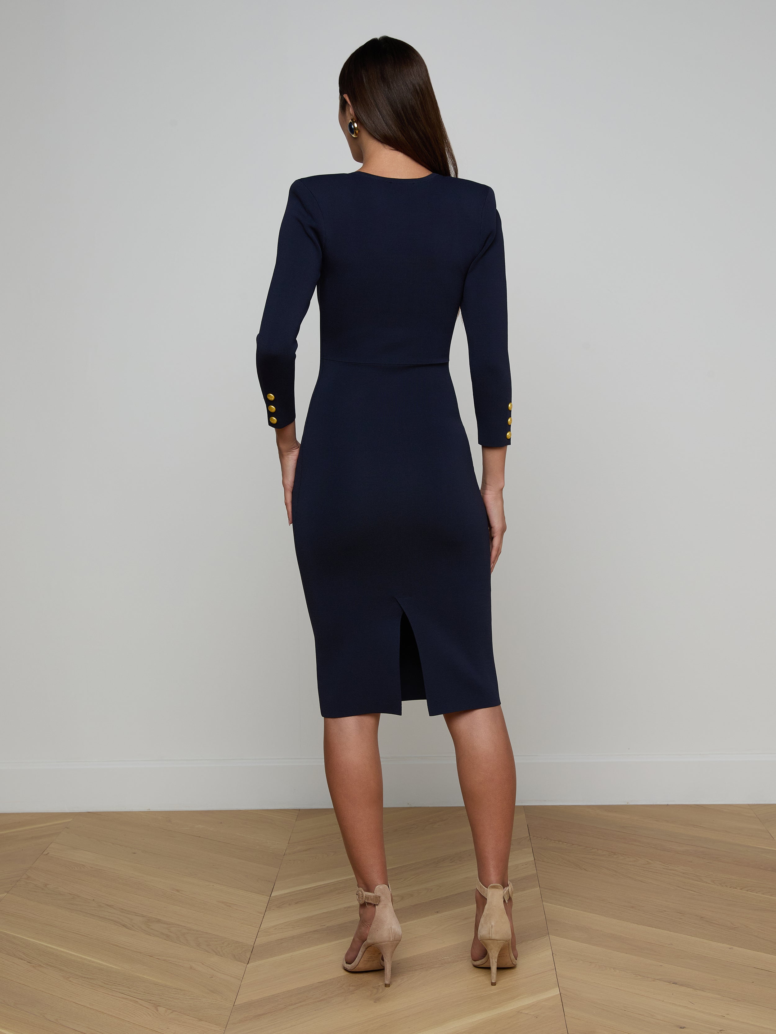 Mary Corset Midi Dress In Midnight/gold