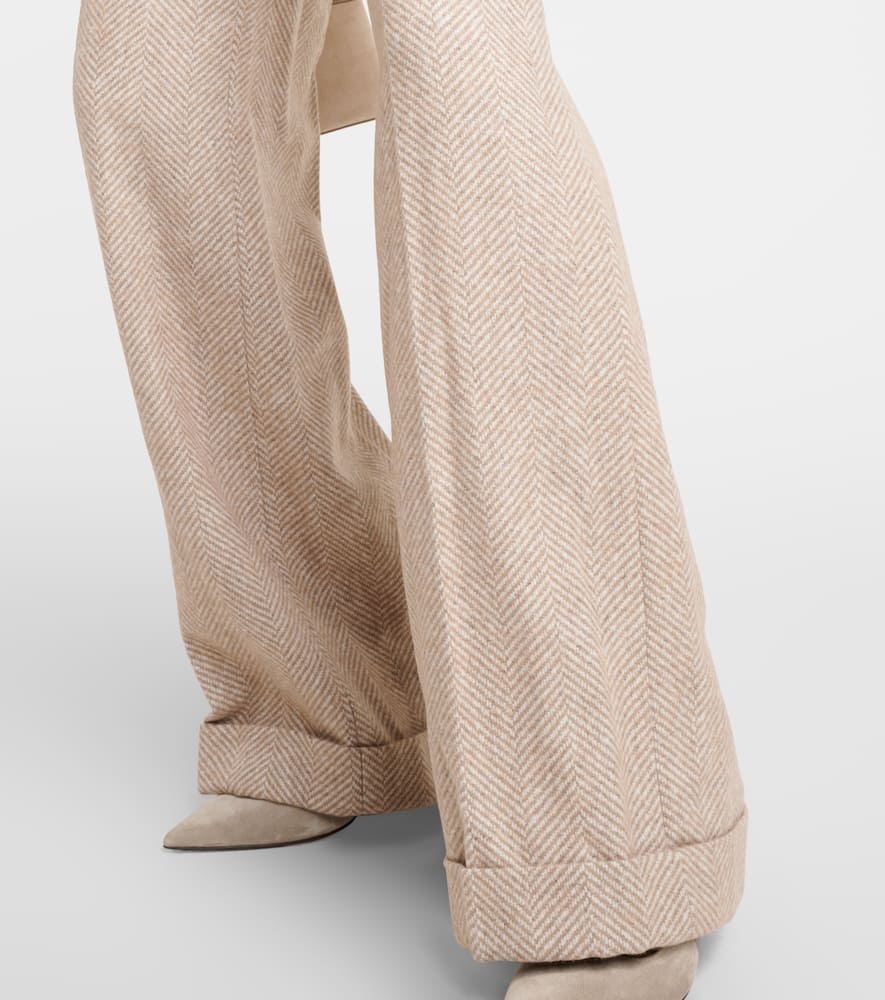Chevron wool-blend flared pants
