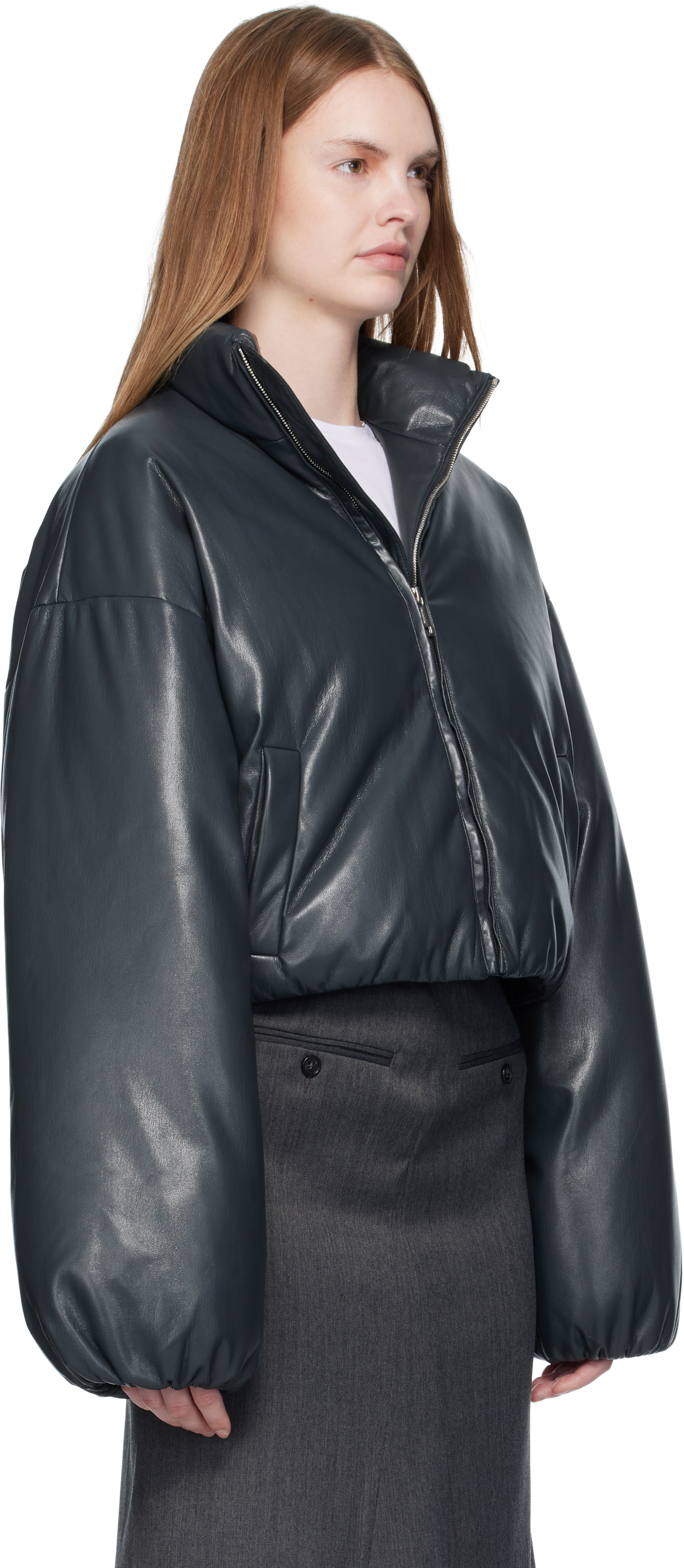 Black Lilima Down Vegan Leather Jacket