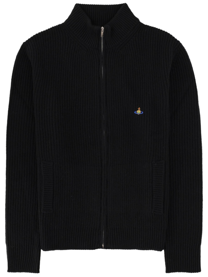 Black Knitted Mock Collar Sweater