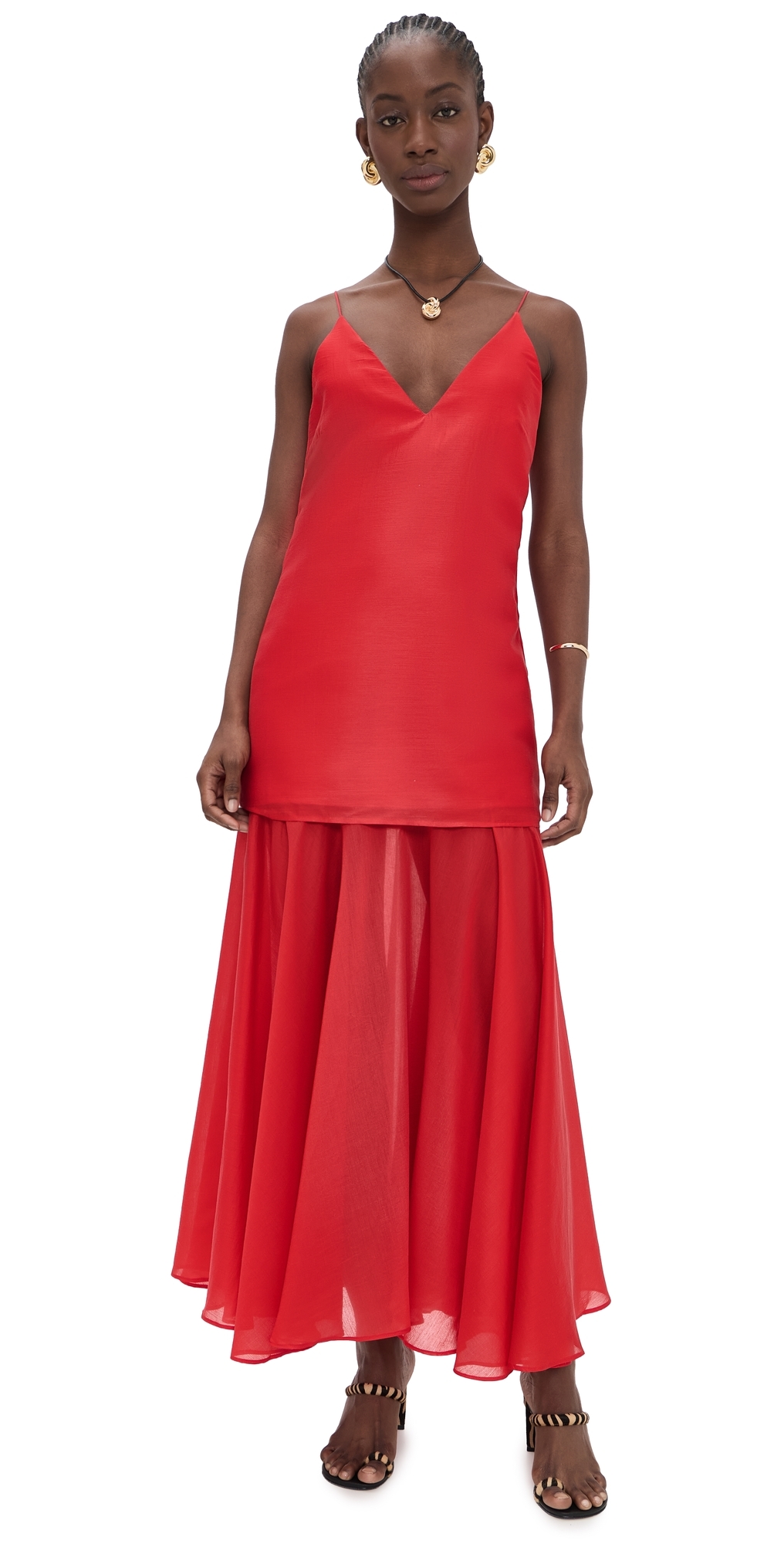 Layered Strappy Maxi Dress Red