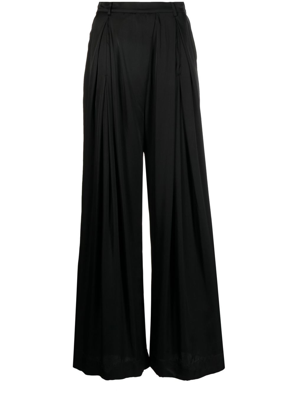 Wide-leg pleated trousers - Black