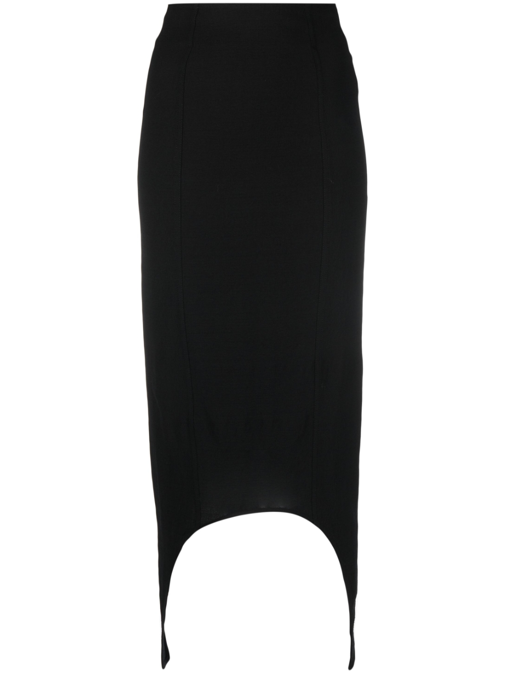 Asymmetric high-waisted midi skirt - Black