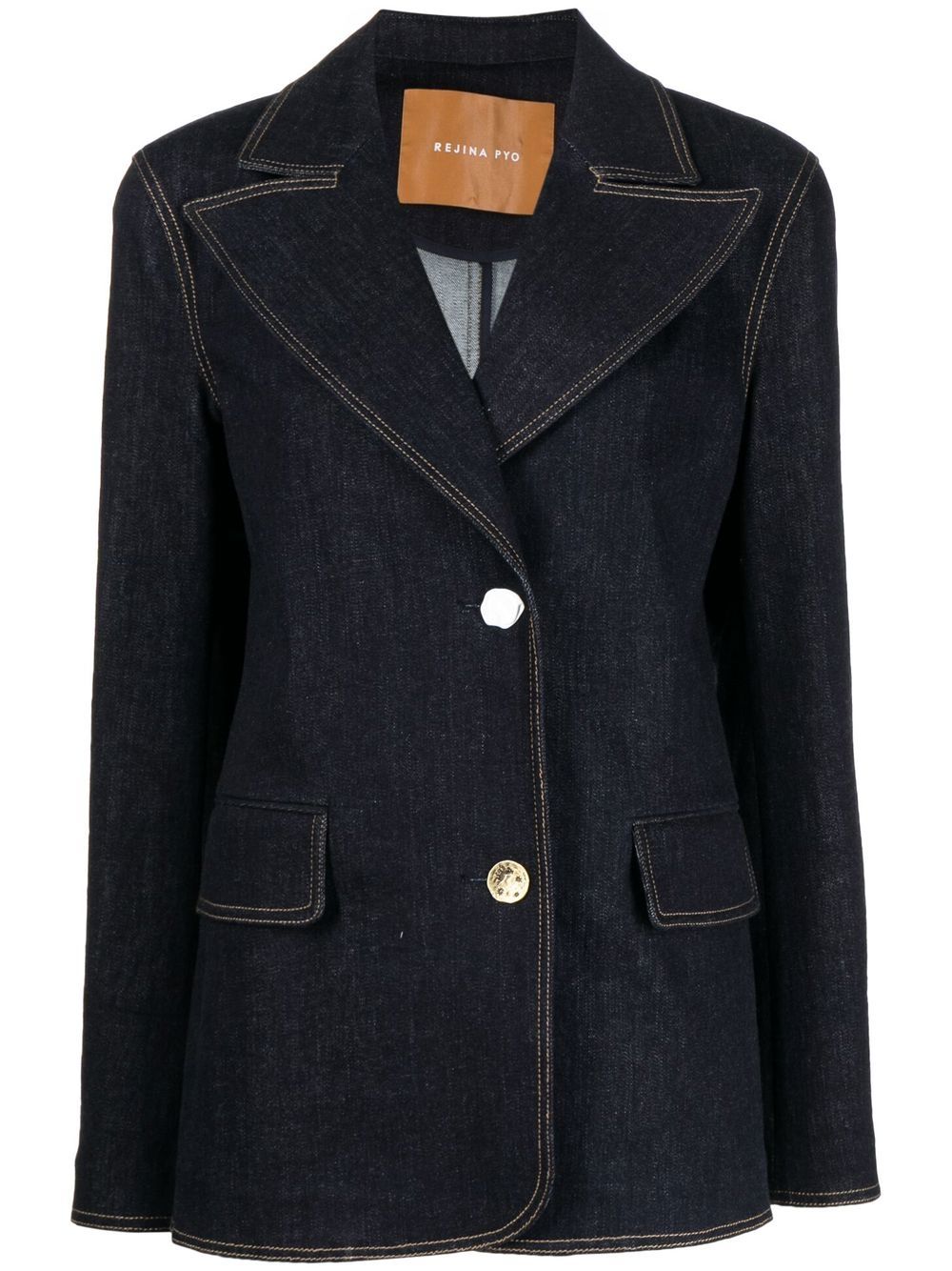 Mina single-breasted denim blazer - Blue
