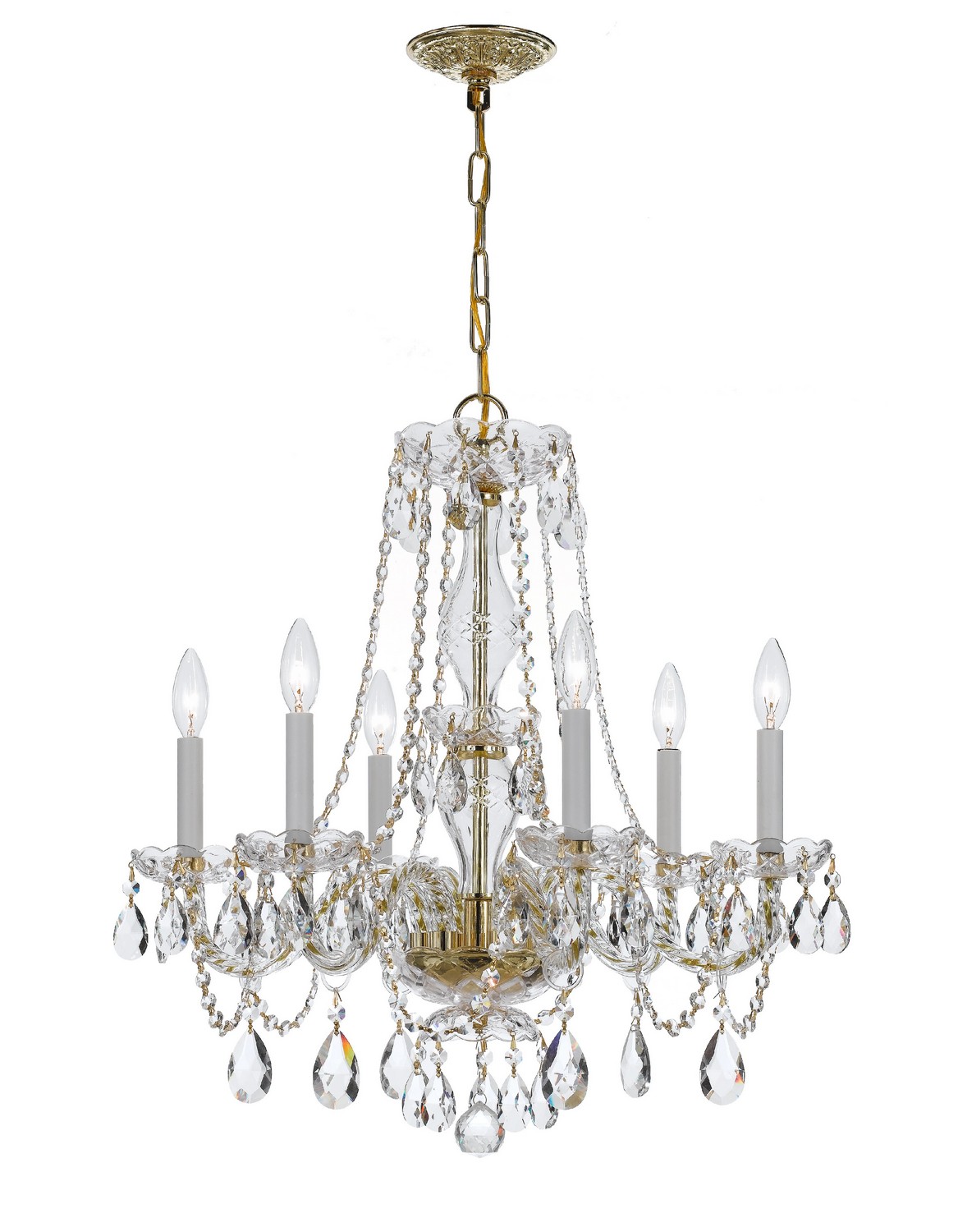 Polished Brass Chandelier from the Traditional Crystal Collection