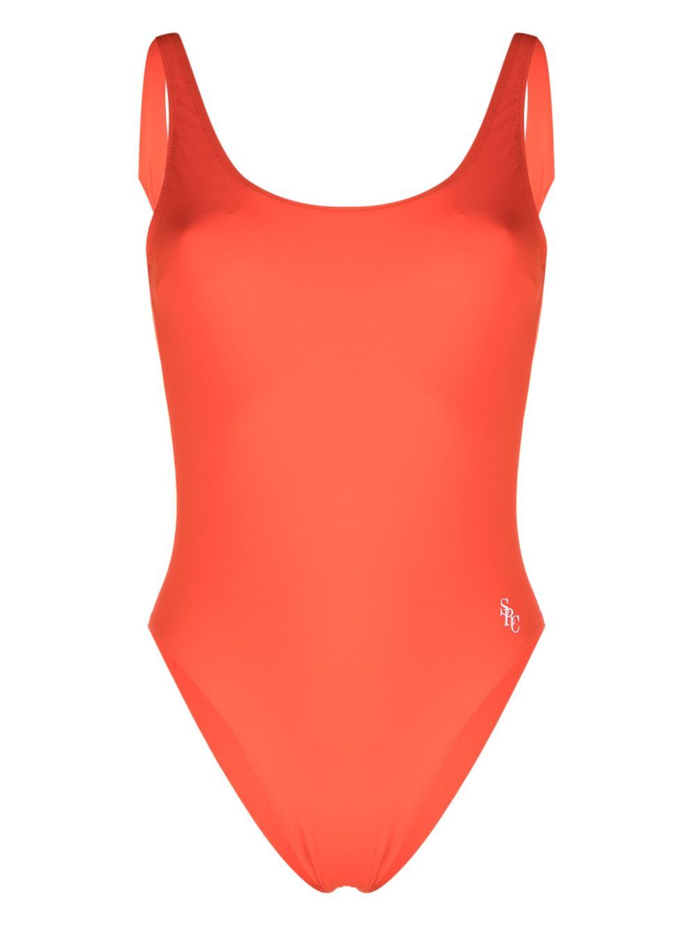 Logo-print open-back swimsuit
