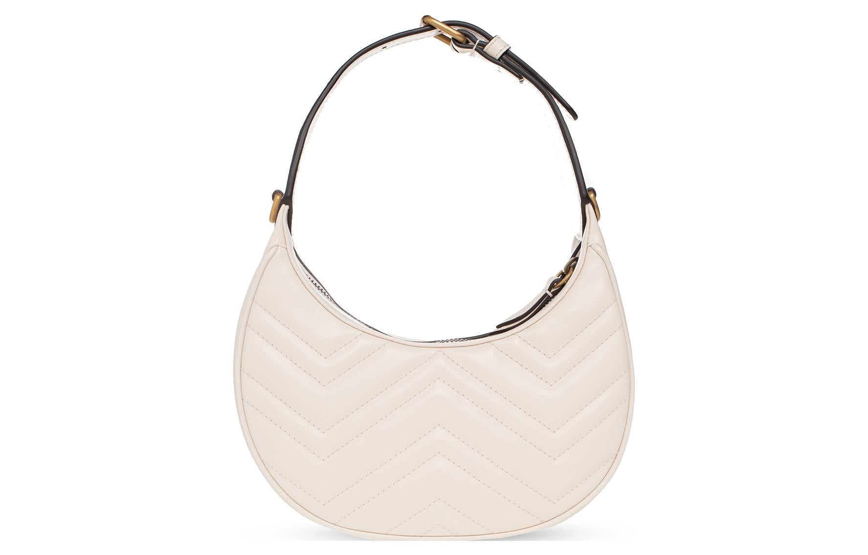 (WMNS) GG Marmont Half-Moon-Shaped Mini Bag 'Mystic White'