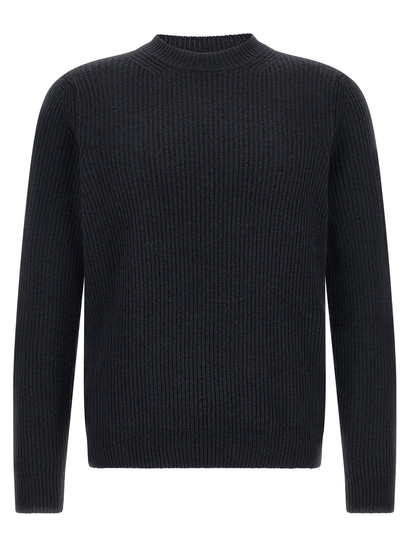 Ribbed Virgin Wool Sweater — Navy