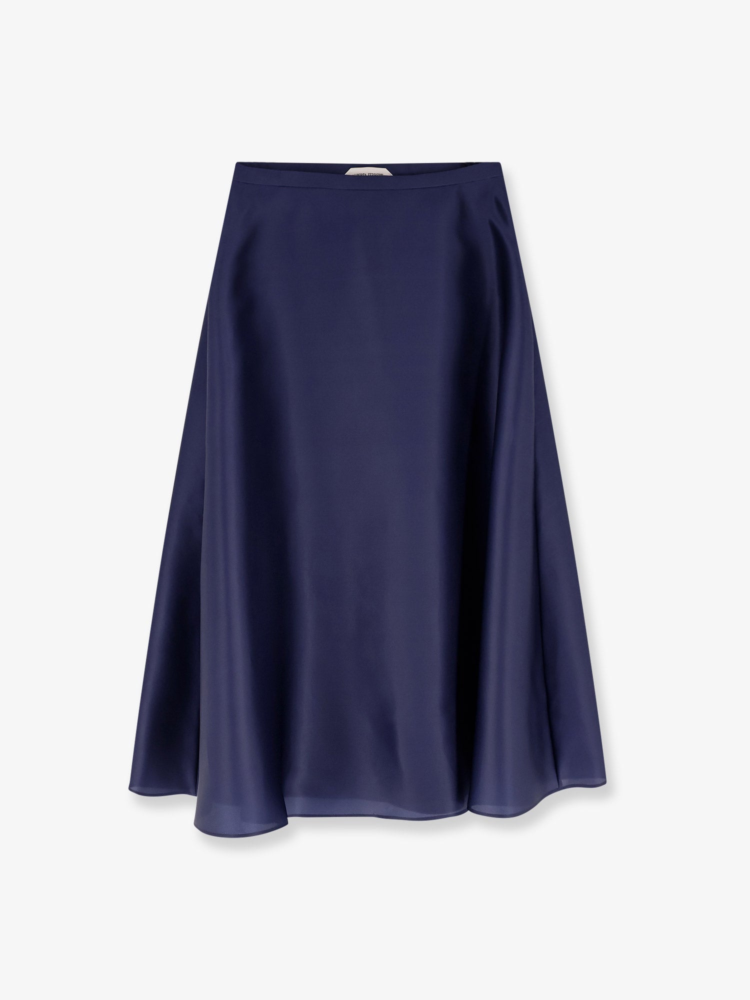 Silk Flared Skirt — Navy