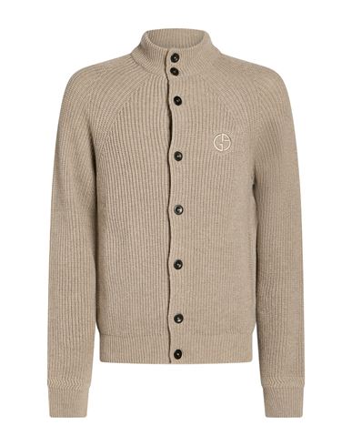 Man Cardigan Taupe Size 38 Virgin Wool, Cashmere